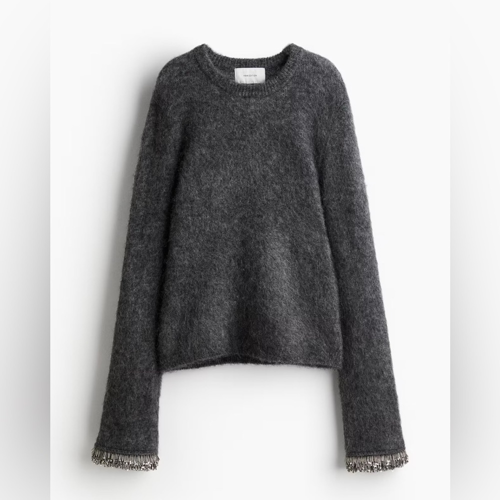 H&M Dark Gray Fuzzy Crewneck Sweater